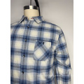 Contrast Plaid Collar Long Sleeved Shirt